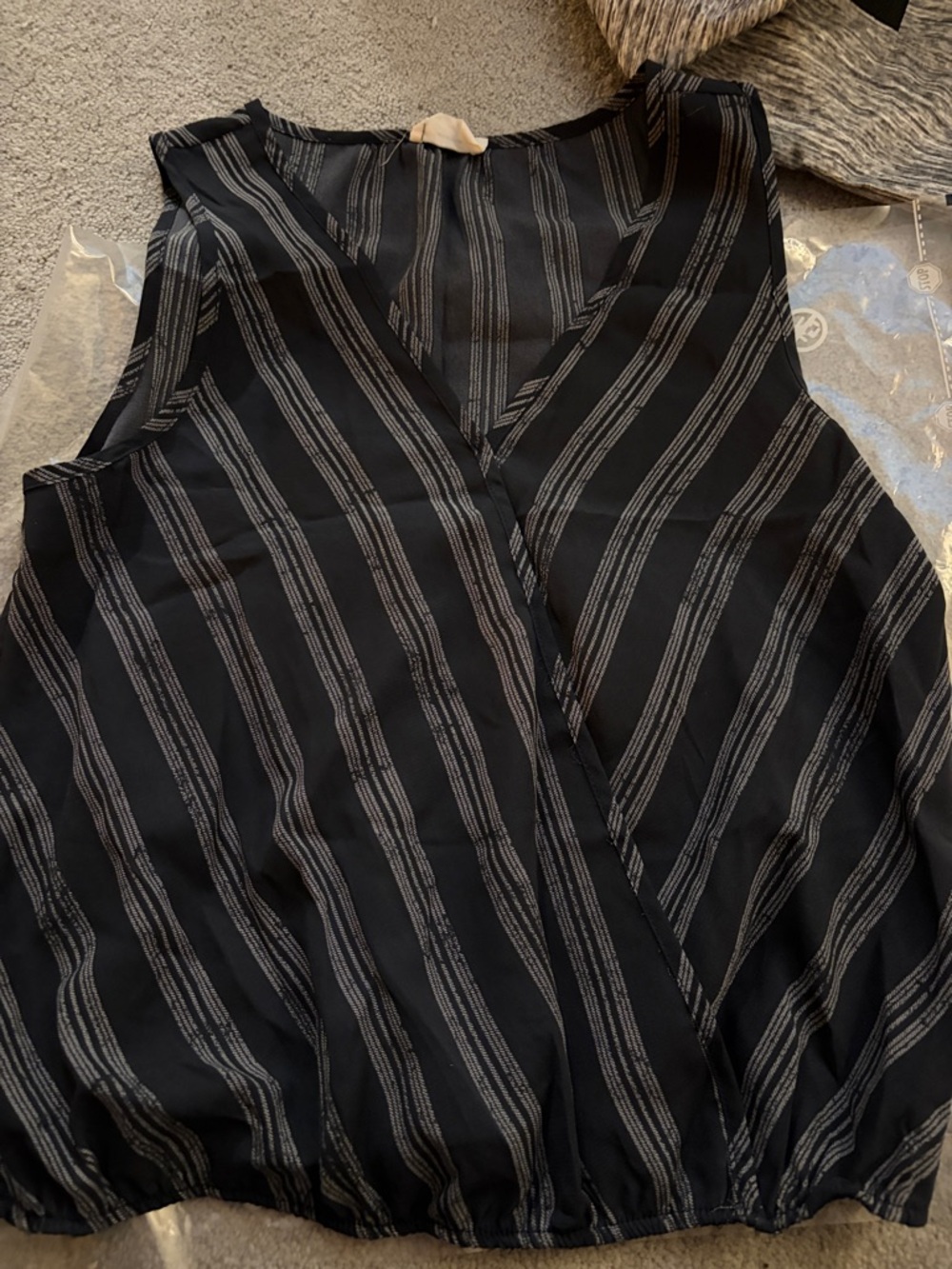 Sienna Sky Black Striped Sleeveless V-Neck Tank